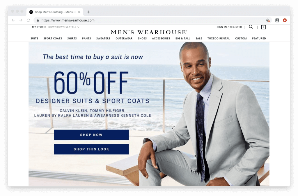 Men's wearhouse 60% off static offer