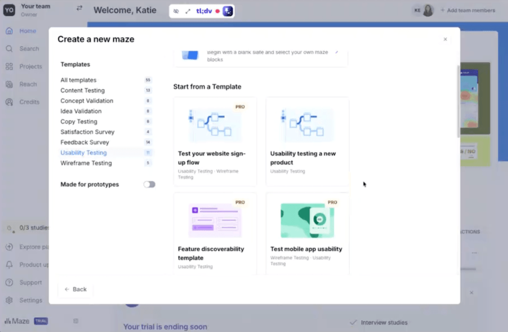Screenshot of Maze, one of the tools included in The Good AI tools testing effort.